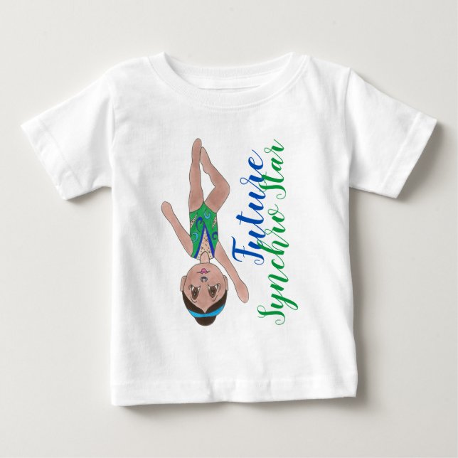 Future Synchro Star Blue Synchronised Swimmer Girl Baby T-Shirt (Front)