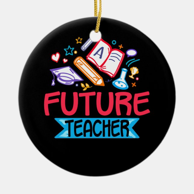 Future Teacher Costume Job Teaching Apple Ceramic Ornament (Front)