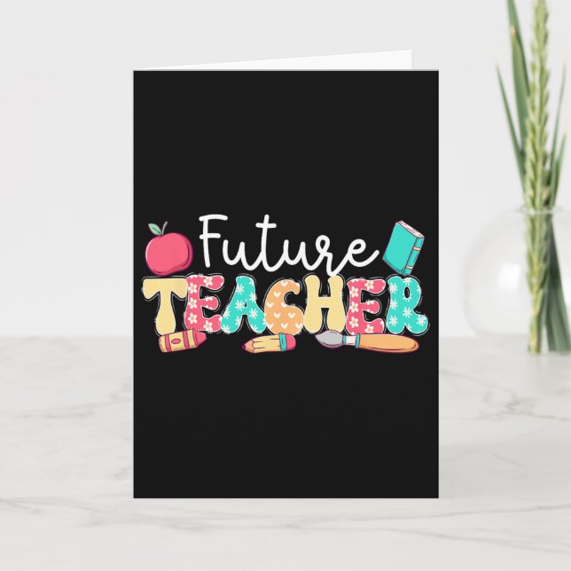 Future Teacher In Progress Groovy Student Teacher  Card (Front)