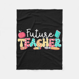 Future Teacher In Progress Groovy Student Teacher Fleece Blanket