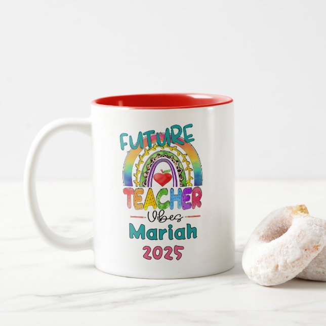 Future Teacher Personalised  Two-Tone Coffee Mug (With Donut)