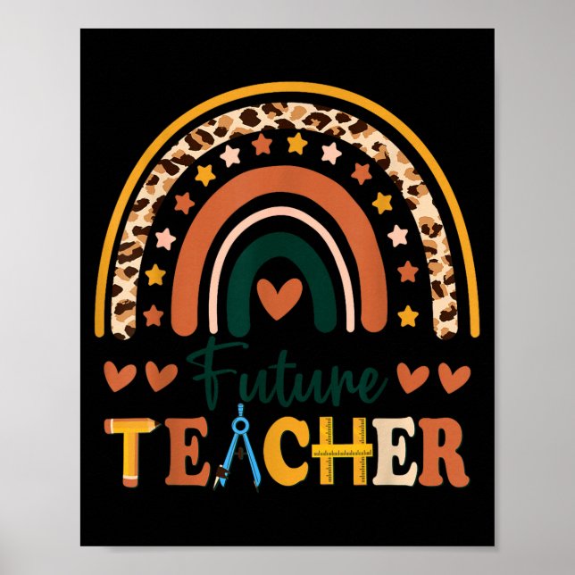 Future teacher rainbow leopard new grad student  poster (Front)
