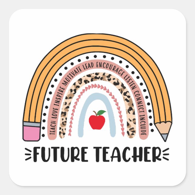 Future Teacher, Teacher In Progress, 1st Grade Tea Square Sticker (Front)