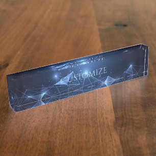 Future Tech Modern Blue Nameplate