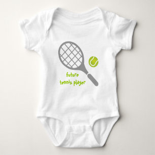 Future tennis player, tennis racket and ball baby bodysuit