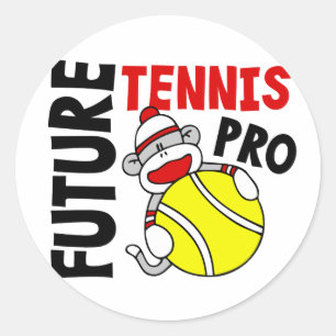 Future Tennis Pro Sock Monkey Classic Round Sticker