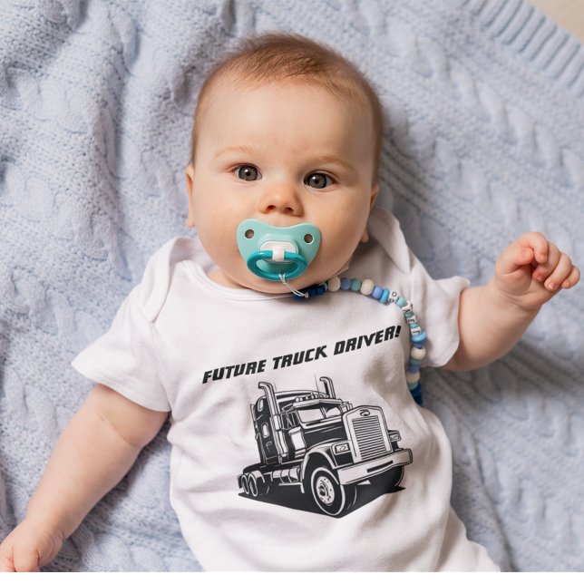 Future Truck Driver Funny Equipment Baby Bodysuit (adorable truck driver themed baby shirt. "Future truck driver")
