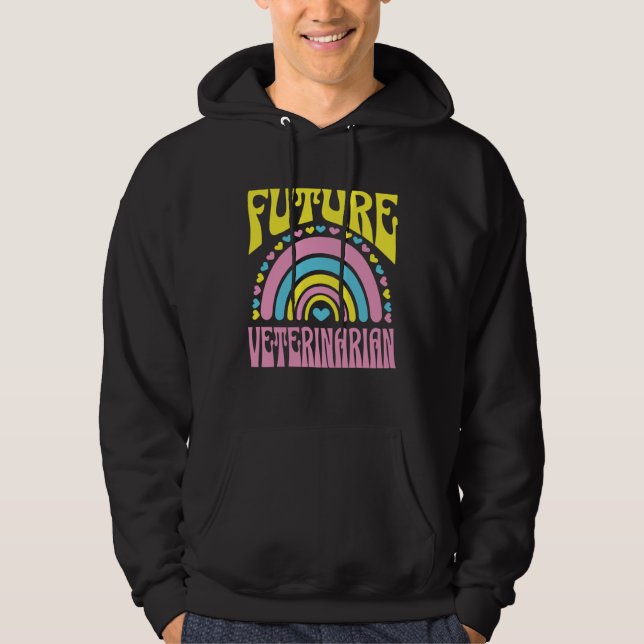 Future Veterinarian Bright Retro Rainbow Veterinar Hoodie (Front)