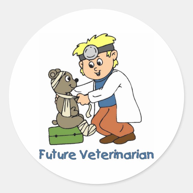 Future Veterinarian - Little Boy Classic Round Sticker (Front)