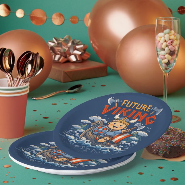 Future Viking Funny Norwegian Paper Plates (Multi)