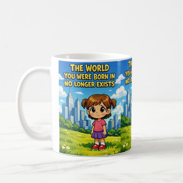 Future vs. Past Lost innocence Sentimental Cartoon Coffee Mug (Left)