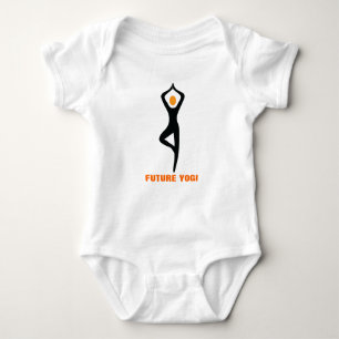 Future yogi, yoga tree pose black, orange custom baby bodysuit
