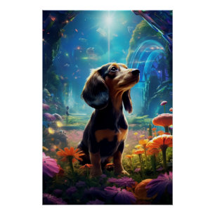 Futurism Dachshund's Garden Delight Poster