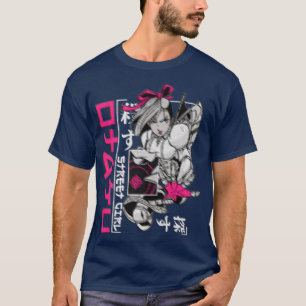 Futurism Samurai Girls Anime Art Glitch Aesthetic  T-Shirt