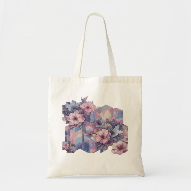 Futurism Tinted Floral Design Tote Bag (Front)