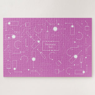 Futurist Pattern: Violet (white text) 006 Jigsaw Puzzle