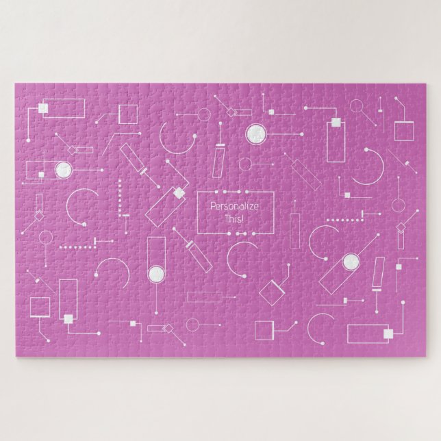 Futurist Pattern: Violet (white text) 006 Jigsaw Puzzle (Horizontal)