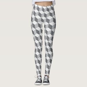 Futuristic 3D Effect Cubic Pattern Leggings