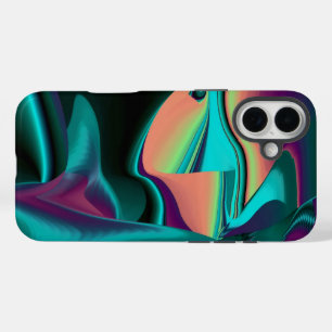 Futuristic Abstract 3D Metallic Rainbow Art iPhone 16 Plus Case