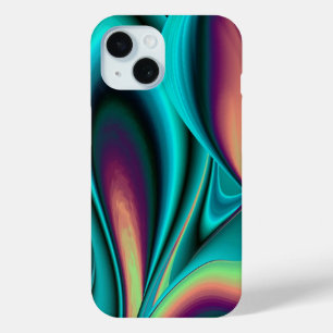 Futuristic Abstract 3D Metallic Rainbow Art iPhone 15 Case