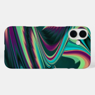 Futuristic Abstract 3D Metallic Rainbow Art iPhone 16 Plus Case
