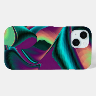 Futuristic Abstract 3D Metallic Rainbow Art iPhone 15 Case