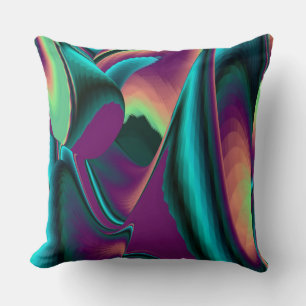 Futuristic Abstract 3D Metallic Rainbow Art Cushion