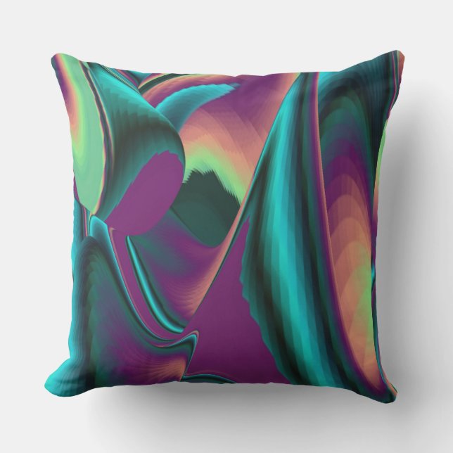 Futuristic Abstract 3D Metallic Rainbow Art Cushion (Front)