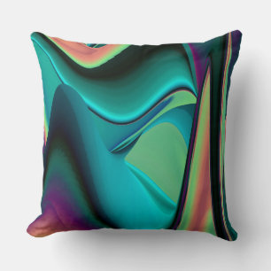Futuristic Abstract 3D Metallic Rainbow Art Cushion