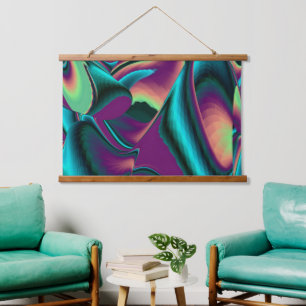 Futuristic Abstract 3D Metallic Rainbow Art Hanging Tapestry