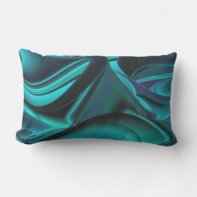 Futuristic Abstract 3D Metallic Rainbow Art Lumbar Cushion (Front)
