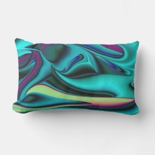 Futuristic Abstract 3D Metallic Rainbow Art Lumbar Cushion