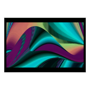 Futuristic Abstract 3D Metallic Rainbow Art Poster