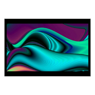 Futuristic Abstract 3D Metallic Rainbow Art Poster