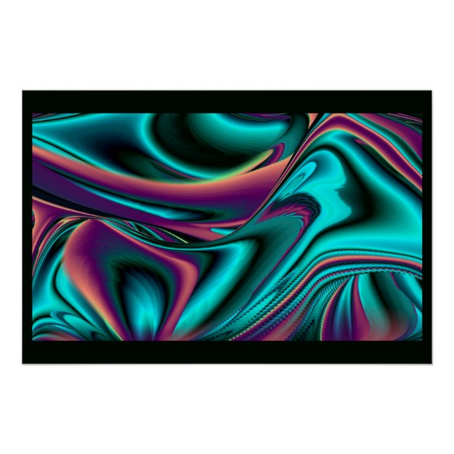 Futuristic Abstract 3D Metallic Rainbow Art Poster (Front)