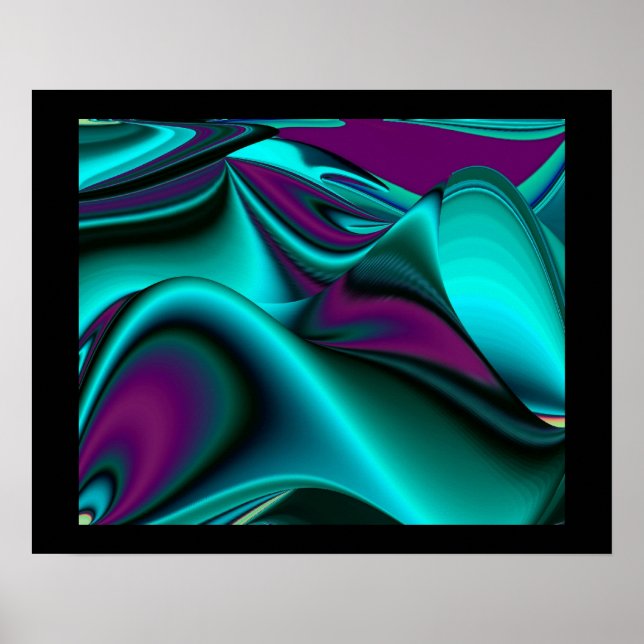 Futuristic Abstract 3D Metallic Rainbow Art Poster (Front)