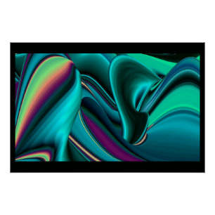 Futuristic Abstract 3D Metallic Rainbow Art Poster