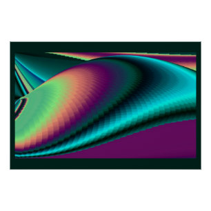 Futuristic Abstract 3D Metallic Rainbow Art Poster