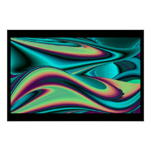 Futuristic Abstract 3D Metallic Rainbow Art Poster