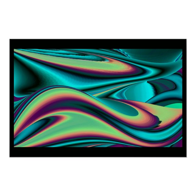 Futuristic Abstract 3D Metallic Rainbow Art Poster (Front)