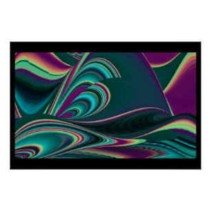 Futuristic Abstract 3D Metallic Rainbow Art Poster