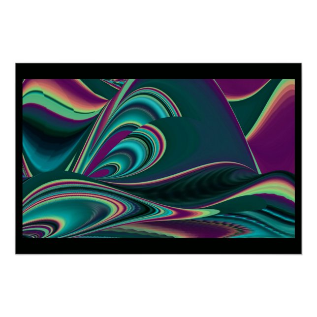 Futuristic Abstract 3D Metallic Rainbow Art Poster (Front)