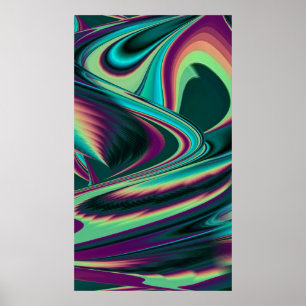 Futuristic Abstract 3D Metallic Rainbow Art Poster