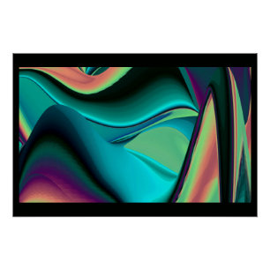 Futuristic Abstract 3D Metallic Rainbow Art Poster
