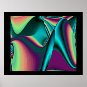 Futuristic Abstract 3D Metallic Rainbow Art Poster