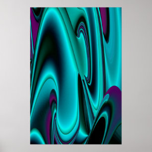 Futuristic Abstract 3D Metallic Rainbow Art Poster