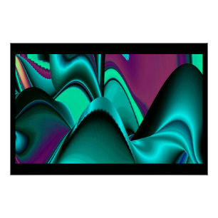 Futuristic Abstract 3D Metallic Rainbow Art Poster