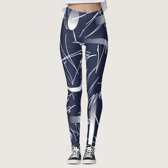 Futuristic Abstract Art Pattern Leggings (Front)