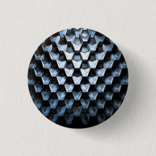 Futuristic Abstract Blue Geometric Metallic 3 Cm Round Badge
