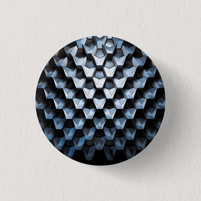Futuristic Abstract Blue Geometric Metallic  3 Cm Round Badge (Front)
